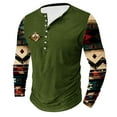 thumbnail image 1 of Goodtrade8 Plus Size Tops for Men Casual Plus Size Button Green Printed Long Sleeve Crew Neck Winter Shirts for Men, 1 of 4