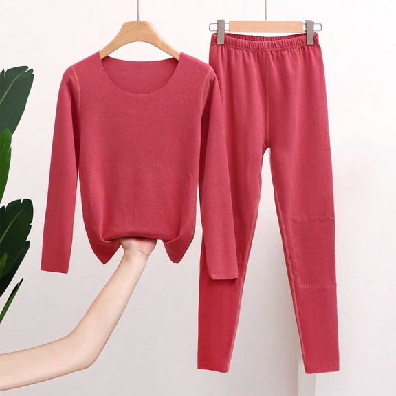 Goodtrade8 Plus Size Womens Pajama Sets Fleece Long Sleeve Crew Neck Solid Color Casual 2 Piece Womens Pajama Set