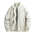thumbnail image 1 of Goodtrade8 Pocket Bomber Jacket Outdoor Zip up Jackets for Men Winter Casual Long Sleeve Crew Neck Plain Coats for Men, 1 of 4