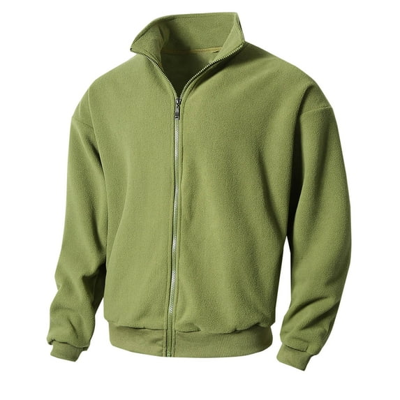 Goodtrade8 Pocket Shirt Jacket Zip up Outdoor Jackets for Men Winter Hoodless Long Sleeve Casual Plain Mens Coats