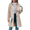 thumbnail image 1 of Goodtrade8 Pocket Wool Coats Length Button Winter Jackets for Women Long Sleeve Casual Lapel Plain Womens Tops, 1 of 9