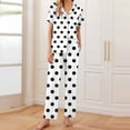 thumbnail image 1 of Goodtrade8 Polka Dots Lounge Sets for Women 2 Piece Button Down Short Sleeve Collared Breathable Casual Women Pajamas, 1 of 6