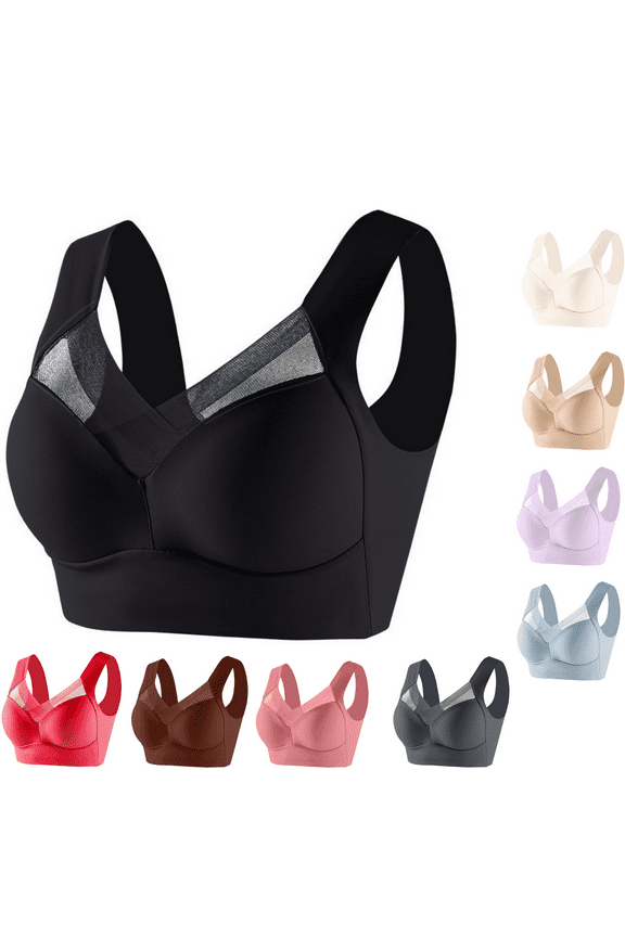 Push up Women Bras Full Figure Wireless Minimizer Bras Soft Everyday Mesh Sleepwear