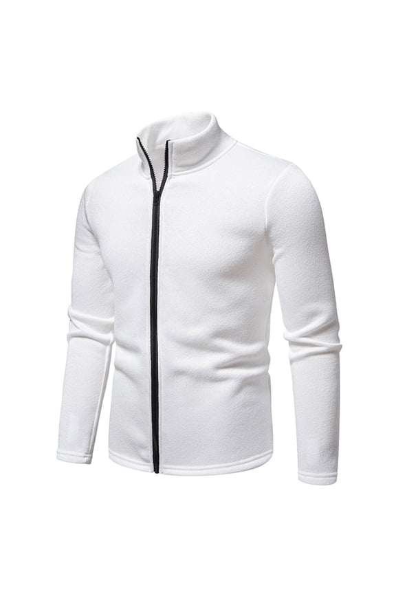 Shirt Jackets Zip up Stand Collar Plain Big Mens Jackets Pocket Long Sleeve Casual Mens Coats Outerwear Winter