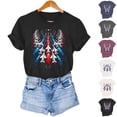thumbnail image 1 of Goodtrade8 Short Sleeve Shirts for Women USA Years Anniversary Graphic Pullover Red White and Blue Crew Neck Independence Day Fourth of July Casual American Flag Womens Shirts Summer, 1 of 8