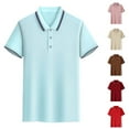 thumbnail image 1 of Goodtrade8 Short Sleeve Shirts for Men Plain Polo Pullover Collar Button up Casual Crew Neck Outfits Mens T-Shirts Summer, 1 of 6