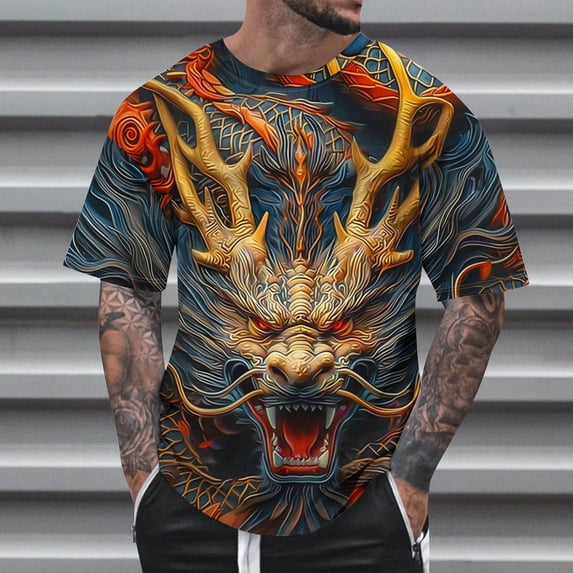 Goodtrade8 Short Sleeve Shirts for Men Summer Graphic Pullover Casual Vintage Outdoor Crew Neck Mens T-Shirts