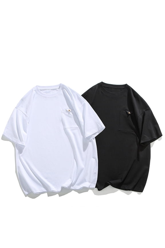 Short Sleeve T-Shirts for Men Summer Big and Tall Pullover Pocket Plain Casual Classic Crew Neck Mens Shirts