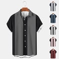 thumbnail image 1 of Goodtrade8 Short Sleeve T-Shirts for Men Summer Collar Button Patchwork Hawaii Big and Tall Dress Shirts V-Neck Mens Shirts Casual, 1 of 6