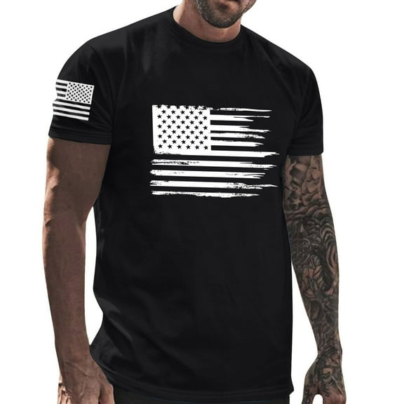 Goodtrade8 Short Sleeve Tshirts for men Summer Independence Day Pullover Fourth of July Graphic Patriotic American Flag Mens Tops Casual
