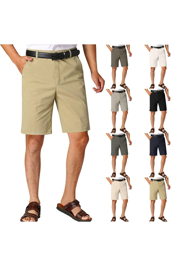 Shorts for Men Khaki Pocket Outwear Casual with Zipper Button Plain Shorts for Hiking