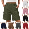 thumbnail image 1 of Goodtrade8 Shorts for Women Cargo Summer Button Bermuda Short Elastic Waist Solid Color Button Womens Shorts, 1 of 6