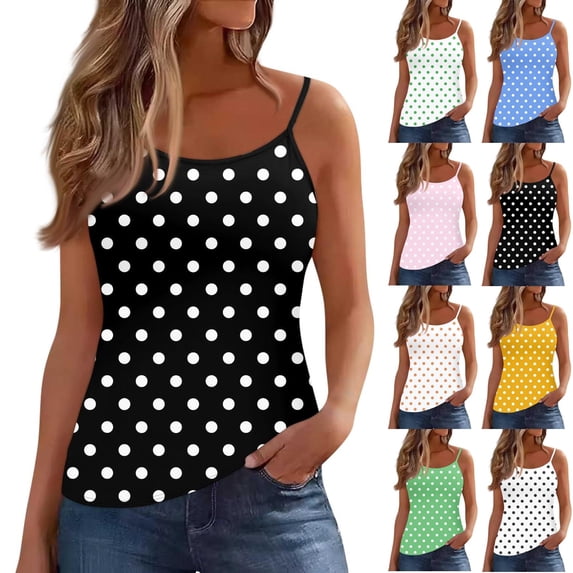 Goodtrade8 Sleeveless Tank Tops for Women Summer Casual Tshirts Pullover Camisole Crew Neck Undershirts Womens Tops Work