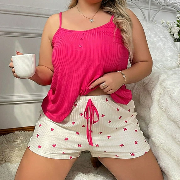 Goodtrade8 Soft Womens Pajama Tank Top Plus Size Camisoles Solid Color Loungewear Casual Sleeveless Womens Pajama Tops