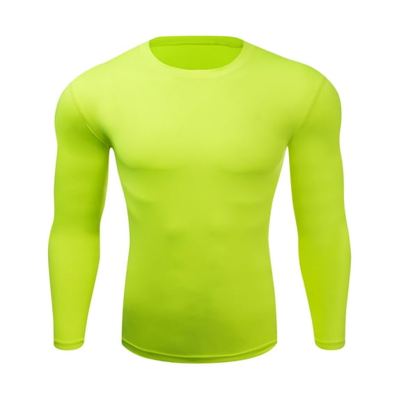 Goodtrade8 Solid Color Mens Plus Size Tops Tight Gym Athletic Crew Neck Green Long Sleeve Shirts for Men Plus Size
