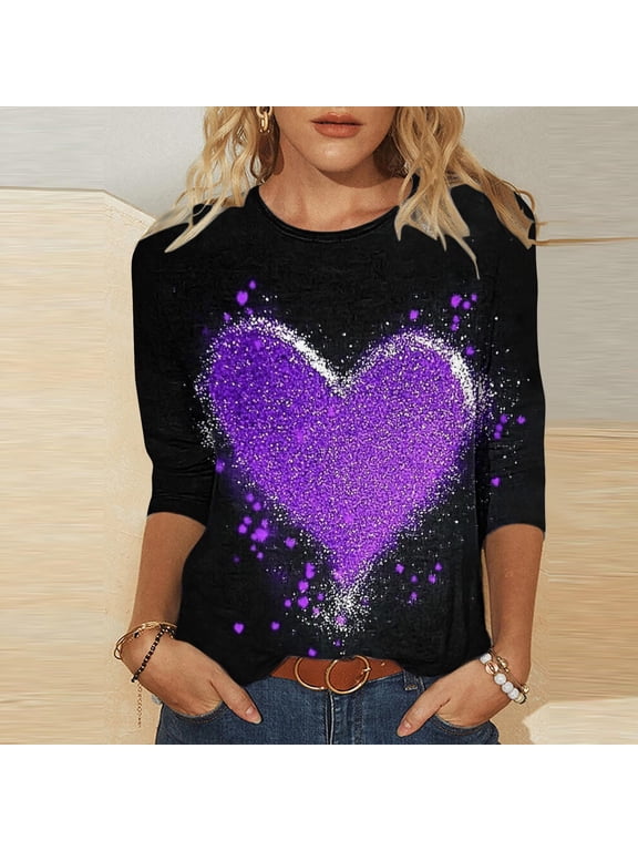 Spring Tops for Women 3/4 Sleeve Graphic Pullover Plus Size Holiday Summer Gifts for Girlfriend Womens Shirts Trendy