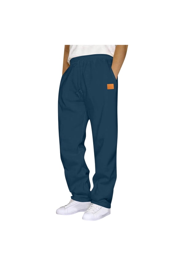 Straight Leg Mens Sweatpants Pockets Athletic Jogger Drawstring Activewear Workout Pants for Men