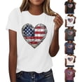 thumbnail image 1 of Goodtrade8 Summer Shirts for Women Short Sleeve Graphic Pullover 4th of July Independence Day Casual Red White and Blue USA Years Anniversary Fashion Womens Shirts American Flag, 1 of 8