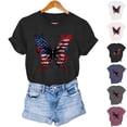 thumbnail image 1 of Goodtrade8 Summer Shirts for Women USA Years Anniversary Crew Neck Pullover Casual Independence Day Graphic Red White and Blue 4th of July Fashion Womens Shirts Short Sleeve, 1 of 8