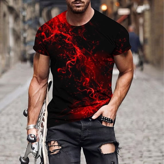 Goodtrade8 Summer Shirts for Men Short Sleeve Plain Pullover Casual Gym Crew Neck Fitness Mens T-Shirts Outdoor