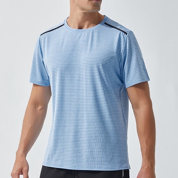 Goodtrade8 Summer Shirts for Men Short Sleeve Work Pullover Dry Fit Breathable Round Neck Travel Mens T-Shirts Plain