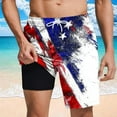thumbnail image 1 of Goodtrade8 Summer Swimming Trunks for Men Liner 2 in 1 Swimwear Vacation 4th of July Board Shorts Independence Day American Flag Mens Shorts Pockets,Size: L, 1 of 6