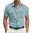 thumbnail image 1 of Goodtrade8 Summer T-Shirts for Men Short Sleeve Pocket Button Casual Plain Collared Crew Neck Mens Shirts Button up, 1 of 8