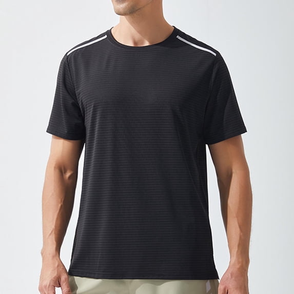 Goodtrade8 Summer T-Shirts for Men Short Sleeve Pullover Dry Fit Trendy Breathable Stylish Crew Neck Mens Shirts Solid Color