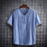 Goodtrade8 Summer T-Shirts for Men Short Sleeve Pullover Gym Workout Casual V-Neck Mens Shirts Plain