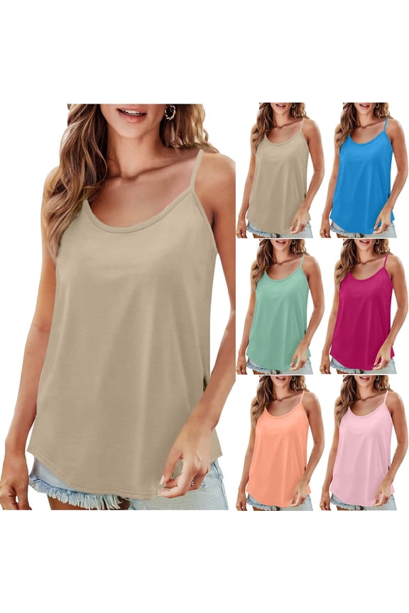 Summer Tank Tops for Women Ribbed Sleeveless Shirts Loose Fit Flowy Casual Camisole Pullover Outdoor Womens Tops Undershirts