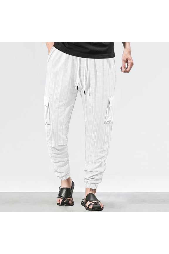 Sweat Pants for Mens Joggers Elastic Waist with Pockets Drawstring Workout Casual Activewear Solid Color