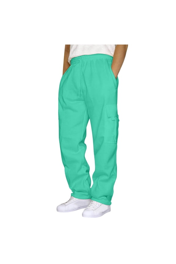 Sweat Pants for Mens Pockets Athletic Straight Leg Workout Activewear Drawstring Jogger Pants for Men Work