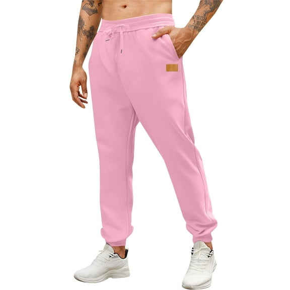 Goodtrade8 Sweat Pants for Mens with Pockets Joggers Elastic Waist Casual Activewear Drawstring Gym Solid Color