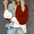 thumbnail image 1 of Goodtrade8 Sweater Women Trendy Cropped Color Block Crew Neck Long Sleeve Casual Textured Sweaters for Women Tops, 1 of 3
