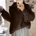 thumbnail image 1 of Goodtrade8 Sweater Women Trendy Oversized Quarter Zipper Pullover Solid Color Collared Casual Long Sleeve Winter Tops for Women, 1 of 3