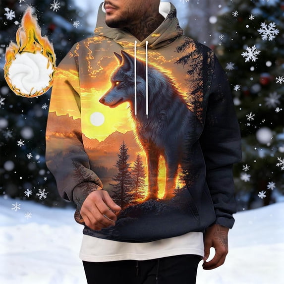 Goodtrade8 Sweatshirts Hoodies for Men Hooded Fleece Pullover Sweatshirt Long Sleeve with Pocket Print Casual Heavy Mens Hoodies