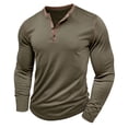 thumbnail image 1 of Goodtrade8 Tops for Men Button 100% Cotton Solid Color Casual Crew Neck Long Sleeve Green Mens Shirts, 1 of 5