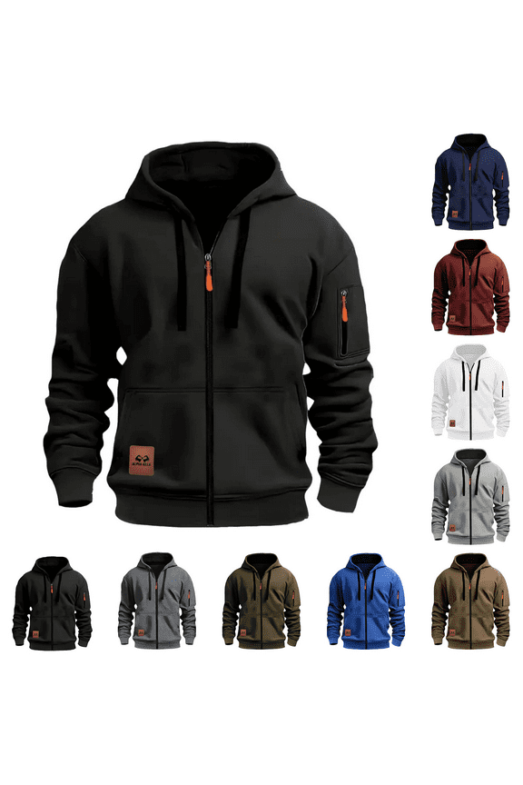 Tops for Men Long Sleeve Checked Button Casual High Neck Winter Sweatshirt for Men