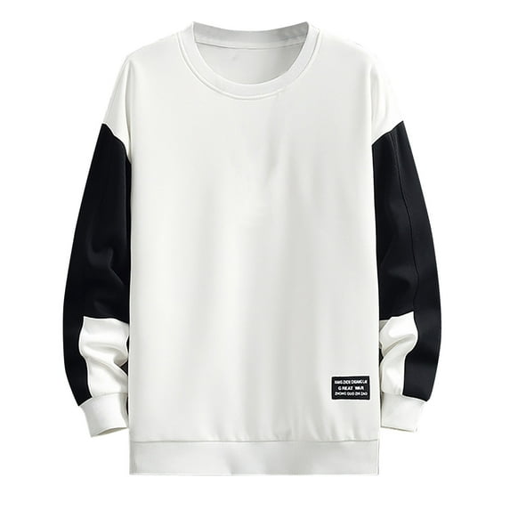 Goodtrade8 Tops for Mens Outing Casual Color Block Long Sleeve Crew Neck Mens Sweatshirts