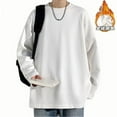 thumbnail image 1 of Goodtrade8 Tops for Mens Outing Casual Solid Color Fleece Plus Size Crew Neck Long Sleeve White Shirts for Men Plus Size, 1 of 6