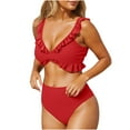 thumbnail image 1 of Goodtrade8 Two Piece Swimsuits for Women High Waisted Bikini Swimming Ruffle Beach Solid Color Womens Bathing Tops, 1 of 7