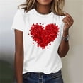 thumbnail image 1 of Goodtrade8 Valentines Shirts Womens Crew Neck Plus Size Valentines Women Heart Love Pullover Printed Short Sleeve Womens Tops, 1 of 4