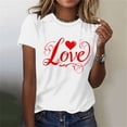 thumbnail image 1 of Goodtrade8 Valentines Womens Shirts Crew Neck Plus Size Valentines Womens Clothes Heart Pullover Printed Short Sleeve Love Tops for Women, 1 of 4