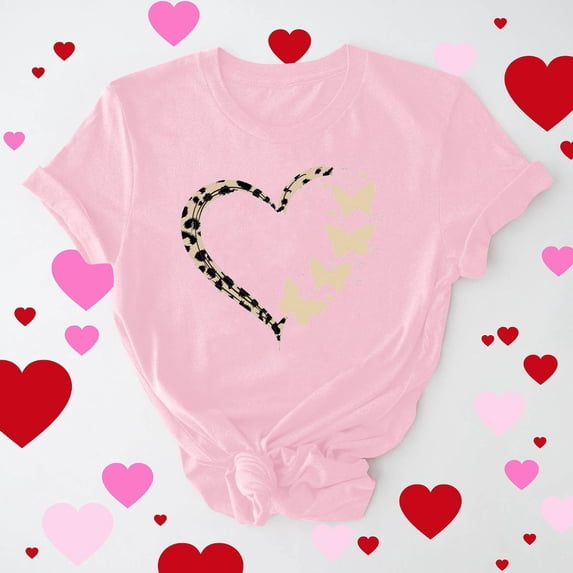 Goodtrade8 Valentines Womens Shirts Plus Size Cute Girls Valentine Graphic Pullover Gifts Short Sleeve Tops for Women