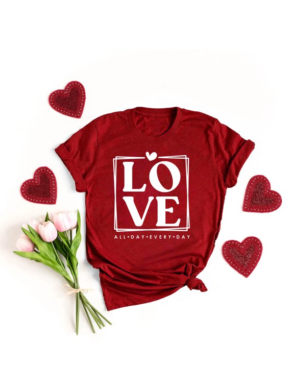 Valentines Womens Tops Love Plus Size Valentines Women Graphic Pullover Short Sleeve for Girlfriend Womens T-Shirts