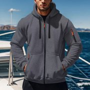 Goodtrade8 Windbreaker Jackets for Men Pocket Zip up Long Sleeve Hooded Plain Casual Mens Coats and Jackets