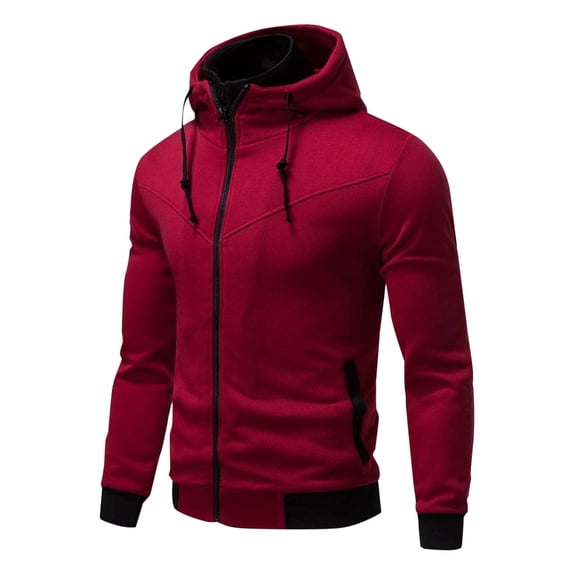 Goodtrade8 Winter Jackets for Men Zip up Hooded Athletic Long Sleeve Plain Pocket Drawstring Winter Coats for Men