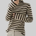 thumbnail image 1 of Goodtrade8 Winter Sweaters Fleece Tunic Casual Striped Long Sleeve Turtleneck Winter Tops for Women, 1 of 3