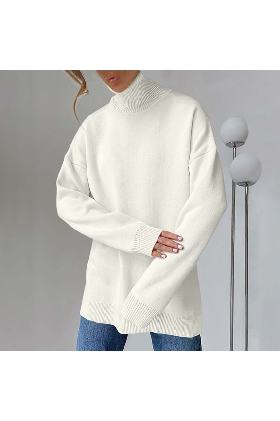 Winter Sweaters Thick Knitted Solid Color Turtleneck Long Sleeve Casual Sweater Tops