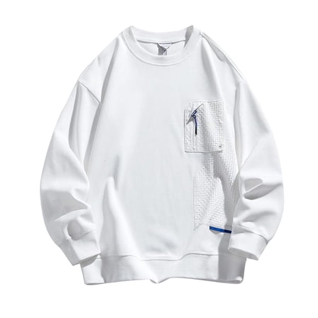 Goodtrade8 Winter Tops for Men Athletic Long Sleeve Plain Pocket Crew Neck Men's Sweatshirts